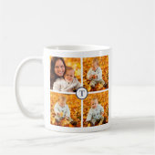 Photo Collage Navy モダン Blue Monogram 4枚 コーヒーマグカップ (左)