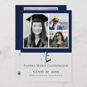 Photo Collage Navy 航海の Blueいかり 案内状 (正面/裏面)