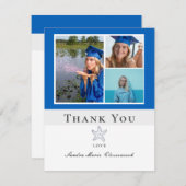 Photo Collage Navy 航海の Blue Starfish卒業生 サンキューカード (正面/裏面)