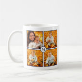 Photo Collage Navy Blue Monogram モダン on White コーヒーマグカップ (左)