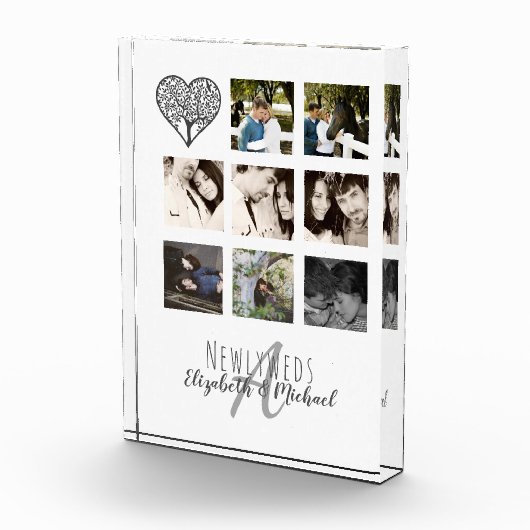 PHOTO COLLAGE Newlywedsパーソナライズされたの8結婚倍 フォトブロック (右)