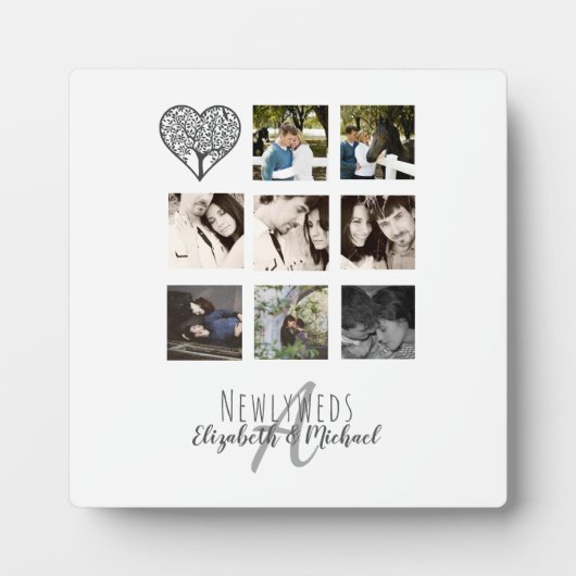 PHOTO COLLAGE Newlywedsパーソナライズされたの8結婚倍 フォトプラーク (正面)