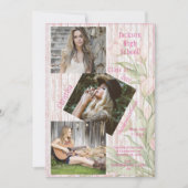 Photo Collage Personalized 4 Photo Pink Graduation 案内状 (正面)