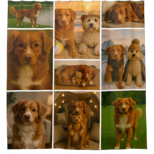 Photo Collage Personalized 9 Photo Template シャワーカーテン (正面)