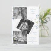 Photo Collage Personalized Blue 4 Photo Graduation 案内状 (スタンド正面)