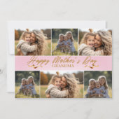 Photo Collage Pink Happy Mother's Day Grandma シーズンカード (正面)