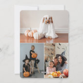 Photo Collage Pumpkin Witch Hat Halloween Card シーズンカード (裏面)