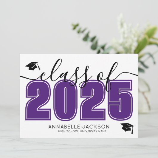 Photo Collage Purple Graduation 案内状 (スタンド正面)