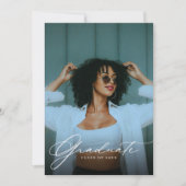 Photo Collage QR code Green Graduation Party 招待状 (正面)