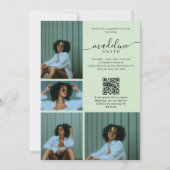 Photo Collage QR code Green Graduation Party 招待状 (裏面)