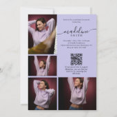 Photo Collage QR code Purple Graduation Party 招待状 (裏面)