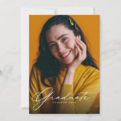 Photo Collage QR code Yellow Graduation Party 招待状 (正面)