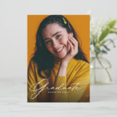 Photo Collage QR code Yellow Graduation Party 招待状 (スタンド正面)