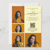 Photo Collage QR code Yellow Graduation Party 招待状 (裏面)