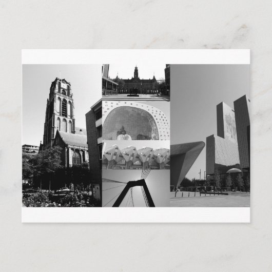 Photo collage Rotterdam 1 in black and white ポストカード (正面)