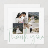 Photo Collage Sageエレガントの結婚サンキューカード 招待状 (正面/裏面)