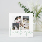Photo Collage Sageエレガントの結婚サンキューカード 招待状 (スタンド正面)