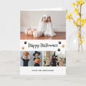 Photo Collage Skeleton Ghost Pet Halloween Card カード (黄色い花)