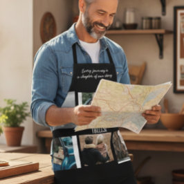 Photo Collage Travel Memory Black Cooking Apron エプロン