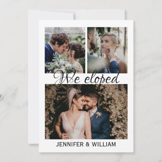Photo Collage We Eloped 結婚の発表 招待状 (正面)