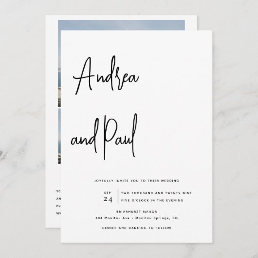 Photo Collage Wedding | Qr Code Invitations 招待状 (正面/裏面)