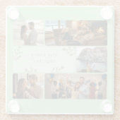 Photo collage with 6 photos and custom Sage Green ガラスコースター (裏面)