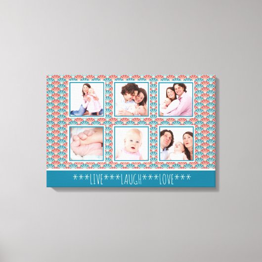 Photo Collage with Decorative Fan Pattern キャンバスプリント (正面)