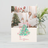 Photo Coquette Pink Bow Christmas シーズンカード (スタンド正面)