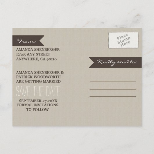 Photo Country Mason Jar迷彩柄日付カードの保存 案内ポストカード (裏面)