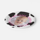 Photo Cow Print Birthday ペーパープレート (アングル)