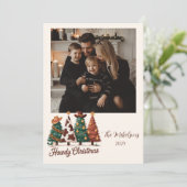 Photo Cow Print Plaid Western Cowgirl Christmas シーズンカード (スタンド正面)