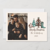 Photo Cowgirl Rustic Howdy Christmas シーズンカード (正面)