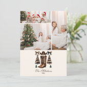 Photo Cowgirl Western Bow Christmas シーズンカード (スタンド正面)