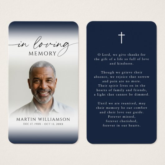 Photo Cross In Loving Memory Funeral Prayer Card (正面&裏面)