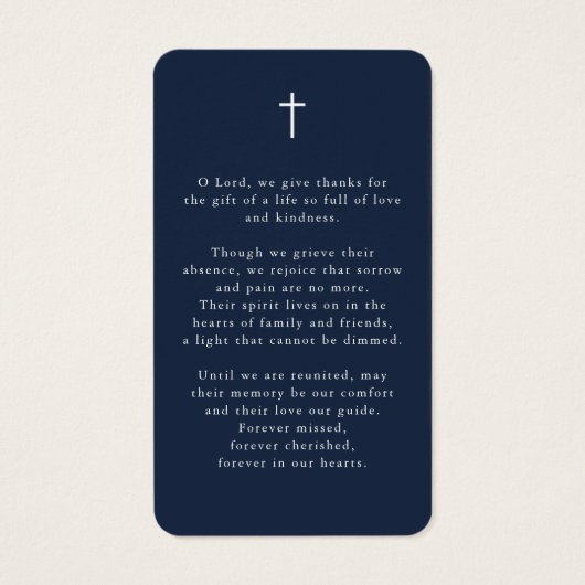 Photo Cross In Loving Memory Funeral Prayer Card (裏面)
