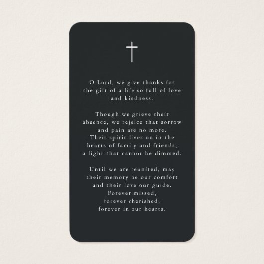 Photo Cross In Loving Memory Memorial Prayer Card (裏面)