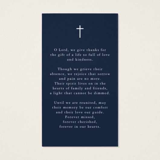 Photo Cross In Loving Memory Sympathy Prayer Card (裏面)