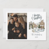 Photo Custom Christmas Village Portrait シーズンカード (正面)