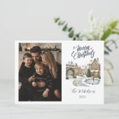 Photo Custom Christmas Village Portrait シーズンカード (スタンド正面)
