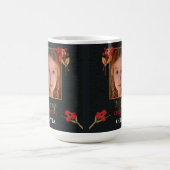 Photo Customizable Christmas Card, Black Gold Red コーヒーマグカップ (中央)