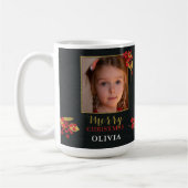 Photo Customizable Christmas Card, Black Gold Red コーヒーマグカップ (左)