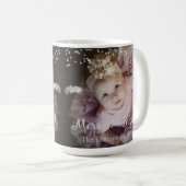 Photo Customized Christmas Silver Dots Frame コーヒーマグカップ (正面右)