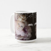 Photo Customized Christmas Silver Dots Frame コーヒーマグカップ (正面左)