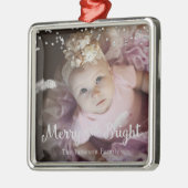 Photo Customized Christmas Silver Dots Frame メタルオーナメント (左)