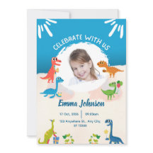 Photo Cute Dinosaurs For Kids Birthday invitation