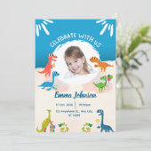 Photo Cute Dinosaurs For Kids Birthday invitation 招待状 (スタンド正面)