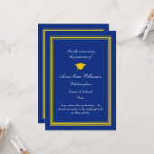 Photo - Dark Blue Proudly Announcing Graduation カード (正面/裏面インサイチュ)