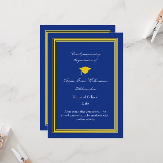 Photo - Dark Blue Proudly Announcing Graduation カード (正面/裏面インサイチュ)