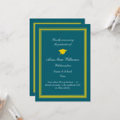 Photo - Dark Cyan Proudly Announcing Graduation カード (正面/裏面インサイチュ)