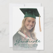 Photo Dark Greenスクリプトの卒業発表 招待状 (正面)